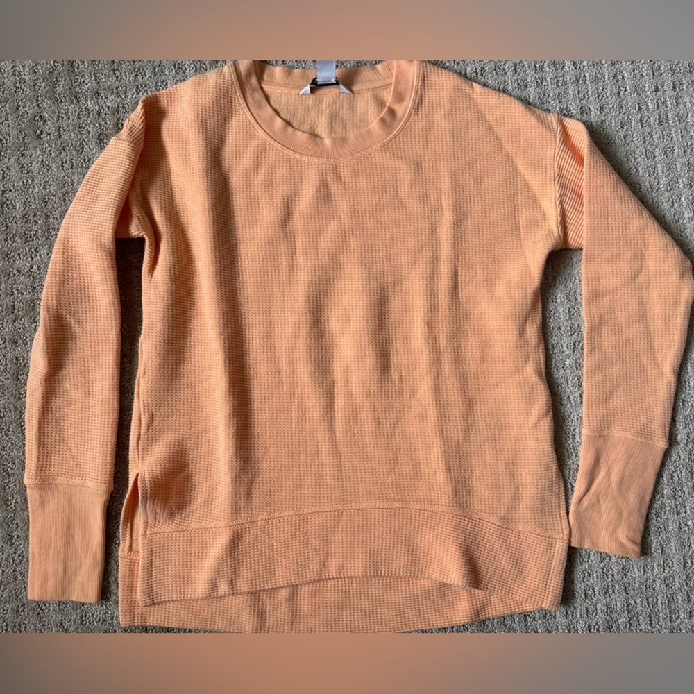 Athleta Orange waffle pullover Coaster Luxe Size XS